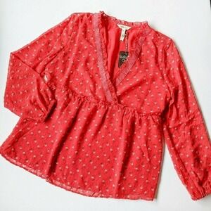 NWT Matilda Jane XS Wrap Top Blouse V Neck Red